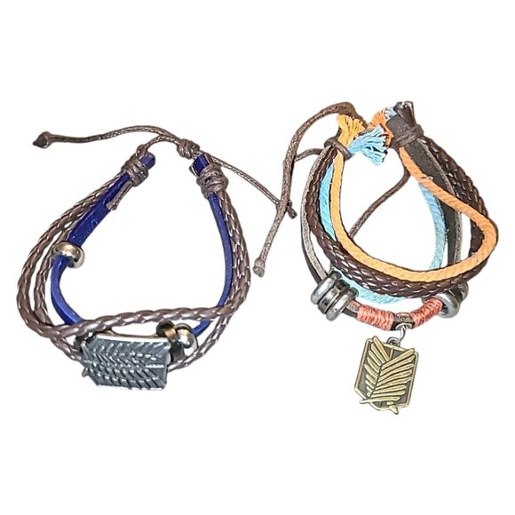 2 Anime Attack On Titan Survey Corps‎ Slide Bracelets Shingeki No Kyojin Cosplay - Picture 2 of 5